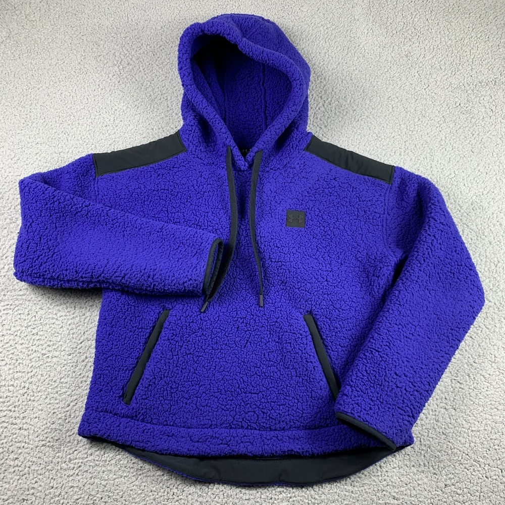 Under Armour Hoodie Womens Medium Purple Sherpa Fleece Pullover Pocket Outdoor